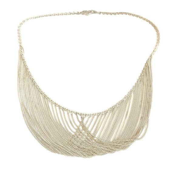 Vintage Multi-Strand Necklace Layered Draped Chain Liquid Sterling Silver 925 - Picture 1 of 7